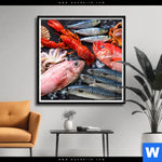 Poster Frischer Fisch Und Meeresfruechte Quadrat Produktvorschau mit dem Bild Frischer Fisch und Meeresfrüchte im Format Quadrat.