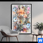 Poster Fuchs Blumen Hochformat Produktvorschau mit dem Bild Fuchs & Blumen im Format Hochformat.
