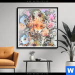 Poster Fuchs Blumen Quadrat Produktvorschau mit dem Bild Fuchs & Blumen im Format Quadrat.