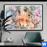 Poster Fuchs Blumen Querformat Produktvorschau mit dem Bild Fuchs & Blumen im Format Querformat.
