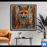 Poster Fuchs Grunge Stil Quadrat Produktvorschau mit dem Bild Fuchs - Grunge Stil im Format Quadrat.