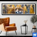 Poster Fuchs Im Blaetterwald Panorama Produktvorschau mit dem Bild Fuchs im Blätterwald im Format Panorama.