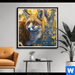 Poster Fuchs Im Blaetterwald Quadrat Produktvorschau mit dem Bild Fuchs im Blätterwald im Format Quadrat.