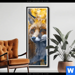 Poster Fuchs Im Blaetterwald Schmal Produktvorschau mit dem Bild Fuchs im Blätterwald im Format Schmal.