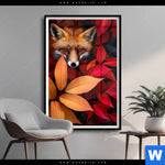 Poster Fuchs Im Herbstlaub Hochformat Produktvorschau mit dem Bild Fuchs im Herbstlaub im Format Hochformat.