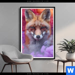 Poster Fuchs In Farbnebel Hochformat Produktvorschau mit dem Bild Fuchs in Farbnebel im Format Hochformat.