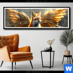 Poster Fuchs Mit Goldenen Fluegeln Panorama Produktvorschau mit dem Bild Fuchs mit goldenen Flügeln im Format Panorama.