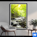 Poster Gebirgsfluss Im Wald Hochformat Produktvorschau mit dem Bild Gebirgsfluss im Wald im Format Hochformat.