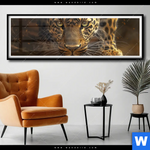 Poster Geheimnisvoller Leopard Panorama Produktvorschau mit dem Bild Geheimnisvoller Leopard im Format Panorama.