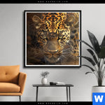 Poster Geheimnisvoller Leopard Quadrat Produktvorschau mit dem Bild Geheimnisvoller Leopard im Format Quadrat.