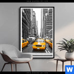 Poster Gelbe Taxis New York Hochformat Produktvorschau mit dem Bild Gelbe Taxis New York im Format Hochformat.
