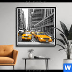 Poster Gelbe Taxis New York Quadrat Produktvorschau mit dem Bild Gelbe Taxis New York im Format Quadrat.