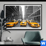 Poster Gelbe Taxis New York Querformat Produktvorschau mit dem Bild Gelbe Taxis New York im Format Querformat.