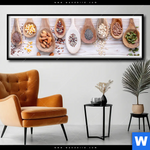 Poster Gesunde Vielfalt Aus Loeffeln Panorama Produktvorschau mit dem Bild Gesunde Vielfalt aus Löffeln im Format Panorama.