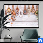 Poster Gesunde Vielfalt Aus Loeffeln Querformat Produktvorschau mit dem Bild Gesunde Vielfalt aus Löffeln im Format Querformat.