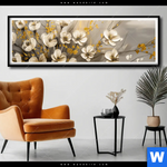 Poster Goldene Bluetenpoesie Panorama Produktvorschau mit dem Bild Goldene Blütenpoesie im Format Panorama.