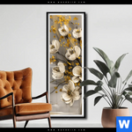 Poster Goldene Bluetenpoesie Schmal Produktvorschau mit dem Bild Goldene Blütenpoesie im Format Schmal.
