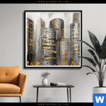 Poster Goldene Skyline Vision Quadrat Produktvorschau mit dem Bild Goldene Skyline Vision im Format Quadrat.