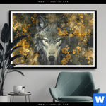 Poster Goldener Wolfblick Querformat Produktvorschau mit dem Bild Goldener Wolfblick im Format Querformat.