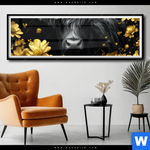 Poster Goldenes Hochlandrind Panorama Produktvorschau mit dem Bild Goldenes Hochlandrind im Format Panorama.