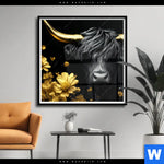 Poster Goldenes Hochlandrind Quadrat Produktvorschau mit dem Bild Goldenes Hochlandrind im Format Quadrat.