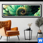 Poster Gruene Spiralblaetter Panorama Produktvorschau mit dem Bild Grüne Spiralblätter im Format Panorama.