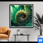 Poster Gruene Spiralblaetter Quadrat Produktvorschau mit dem Bild Grüne Spiralblätter im Format Quadrat.