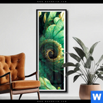 Poster Gruene Spiralblaetter Schmal Produktvorschau mit dem Bild Grüne Spiralblätter im Format Schmal.