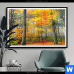 Poster Herbstfarben Im Nebligen Wald Querformat Produktvorschau mit dem Bild Herbstfarben im nebligen Wald im Format Querformat.