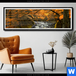 Poster Herbstlandschaft Am Fluss Panorama Produktvorschau mit dem Bild Herbstlandschaft am Fluss im Format Panorama.