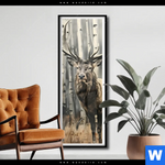 Poster Hirsch Im Birkenwald Schmal Produktvorschau mit dem Bild Hirsch im Birkenwald im Format Schmal.