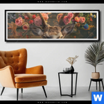 Poster Hirsch Mit Floralem Geweih Panorama Produktvorschau mit dem Bild Hirsch mit floralem Geweih im Format Panorama.