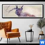 Poster Hirsch Wald No 1 Panorama Produktvorschau mit dem Bild Hirsch & Wald No.1 im Format Panorama.
