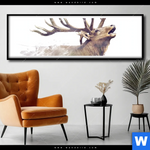 Poster Hirsch Wald No 2 Panorama Produktvorschau mit dem Bild Hirsch & Wald No.2 im Format Panorama.