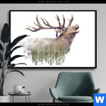 Poster Hirsch Wald No 2 Querformat Produktvorschau mit dem Bild Hirsch & Wald No.2 im Format Querformat.