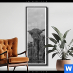 Poster Hochland Rind Schwarz Weiss Schmal Produktvorschau mit dem Bild Hochland-Rind Schwarz-Weiß im Format Schmal.