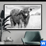 Poster Hochlandkuh Auf Einer Wiese Querformat Produktvorschau mit dem Bild Hochlandkuh auf einer Wiese im Format Querformat.