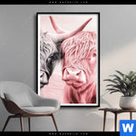 Poster Hochlandrinder Harmonie In Pastell Hochformat Produktvorschau mit dem Bild Hochlandrinder - Harmonie in Pastell im Format Hochformat.