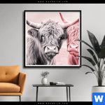 Poster Hochlandrinder Harmonie In Pastell Quadrat Produktvorschau mit dem Bild Hochlandrinder - Harmonie in Pastell im Format Quadrat.