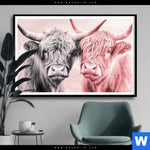 Poster Hochlandrinder Harmonie In Pastell Querformat Produktvorschau mit dem Bild Hochlandrinder - Harmonie in Pastell im Format Querformat.