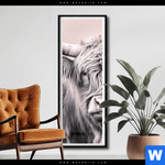 Poster Hochlandrinder Harmonie In Pastell Schmal Produktvorschau mit dem Bild Hochlandrinder - Harmonie in Pastell im Format Schmal.