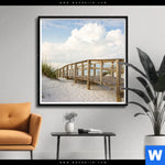 Poster Holzsteg Duenen Quadrat Produktvorschau mit dem Bild Holzsteg & Dünen im Format Quadrat.