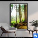 Poster Idyllischer Wald Bei Sonnenaufgang Hochformat Produktvorschau mit dem Bild Idyllischer Wald bei Sonnenaufgang im Format Hochformat.