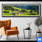 Poster Idyllisches Dorf In Den Bergen Panorama Produktvorschau mit dem Bild Idyllisches Dorf in den Bergen im Format Panorama.