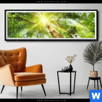 Poster Im Frischen Gruenen Wald Panorama Produktvorschau mit dem Bild Im frischen grünen Wald im Format Panorama.