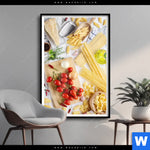 Poster Italienische Pasta Vielfalt Hochformat Produktvorschau mit dem Bild Italienische Pasta Vielfalt im Format Hochformat.