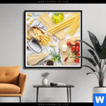 Poster Italienische Pasta Vielfalt Quadrat Produktvorschau mit dem Bild Italienische Pasta Vielfalt im Format Quadrat.
