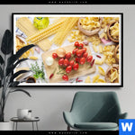 Poster Italienische Pasta Vielfalt Querformat Produktvorschau mit dem Bild Italienische Pasta Vielfalt im Format Querformat.