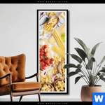 Poster Italienische Pasta Vielfalt Schmal Produktvorschau mit dem Bild Italienische Pasta Vielfalt im Format Schmal.