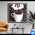 Poster Kaffeegenuss Aus Besten Bohnen Quadrat Produktvorschau mit dem Bild Kaffeegenuss aus besten Bohnen im Format Quadrat.